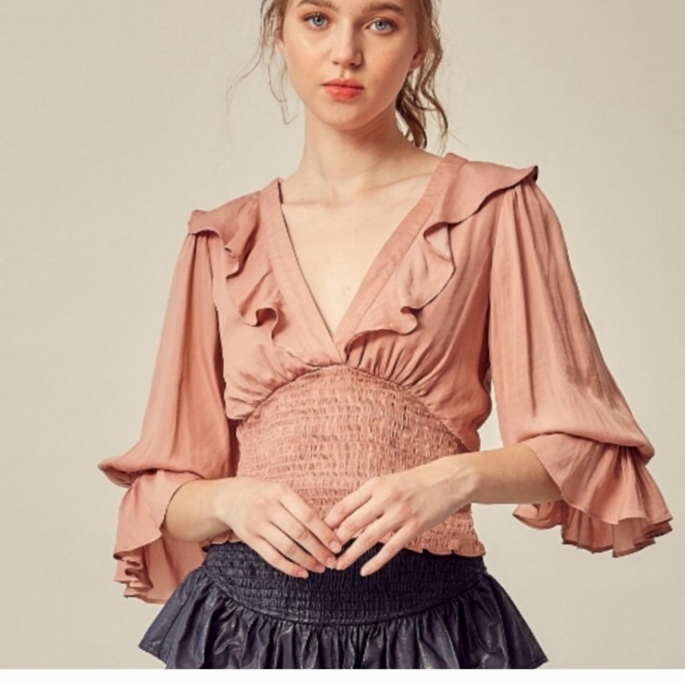 H.P.  SMOCKED BLOUSE